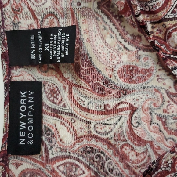 New York and Co. Bohemian Design Sheer Long Sleeve Top - Picture 3 of 5